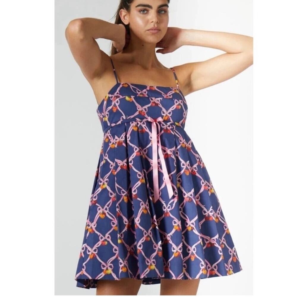 Rachel Antonoff Christina Dress Navy Blue Cherry
Ribbon Babydoll Mini Size 8